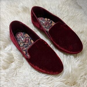 Birdies Velvet Loafers in Rich Burgundy 8.5